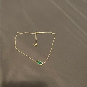 Kendra Scott Gold Necklace with Green Gemstone